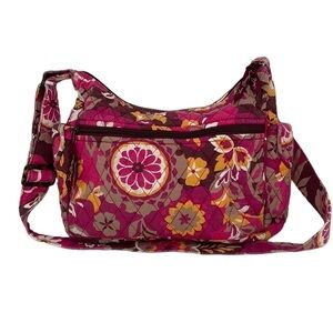 Vera Bradley Purse Quilted Floral Hobo Bag Pink Yellow
